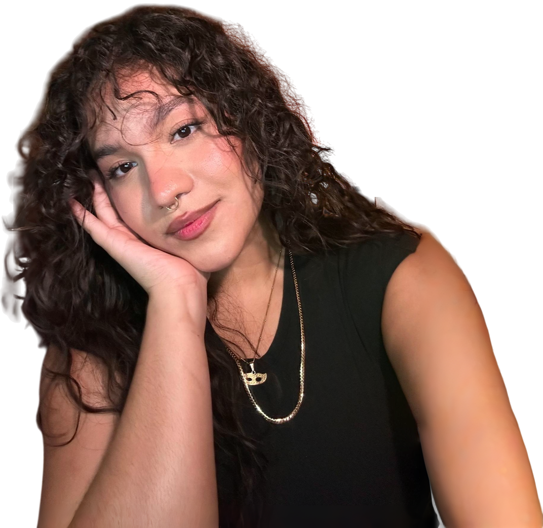 Miguelina Rodríguez smiling, hand on her cheek